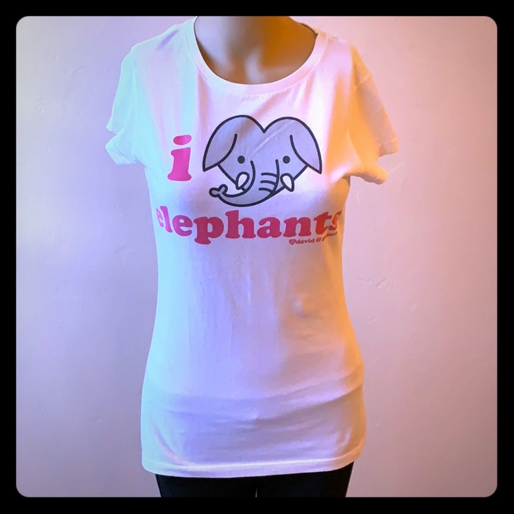 White I ❤️ elephants tee by David & Goliath